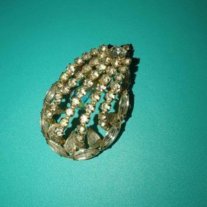 Hattie Carnegie Rhinestone 3D Brooch Pin Caged Gold Signed Pear Marquise Round